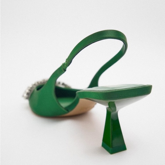 Zara Green Embellished Bow Heeled Slingback - Picture 12 of 17
